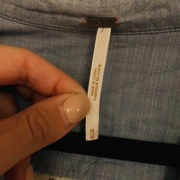 Free People Chambray Denim Button Down w/Lace Back - Picture 8 of 8